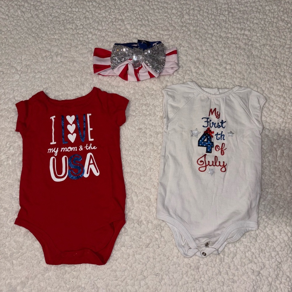 Patriotic Baby Onesies with Headband